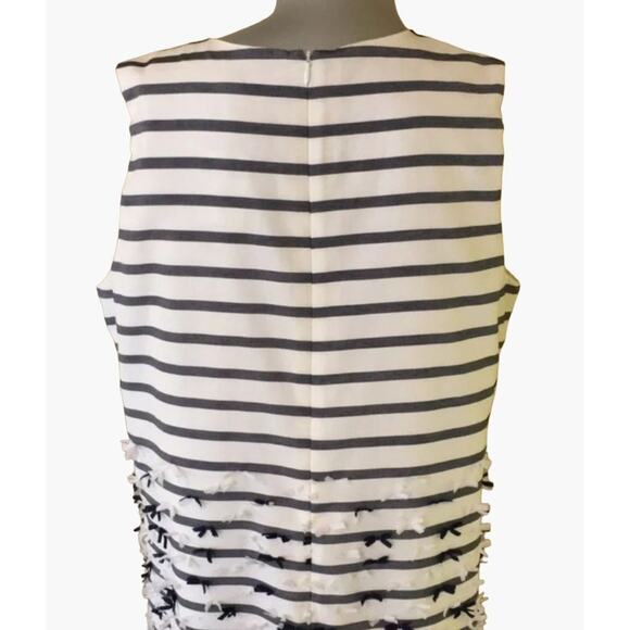 J. McLaughlin Jane Dress Women's Size 10 White Navy Striped Bows at Bottom Sleev - Picture 11 of 16